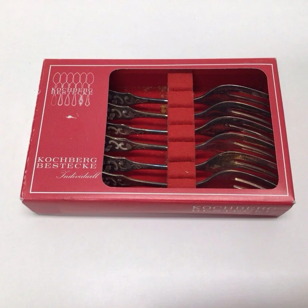 Kochberg Bestecke Hartglanz Silverplate Appetizer Mini Forks In Box Silber 90g